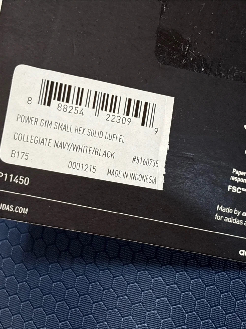 adidas Power Gym Small Hex Duffel Duffle Sport travel Bag black navy 5160735